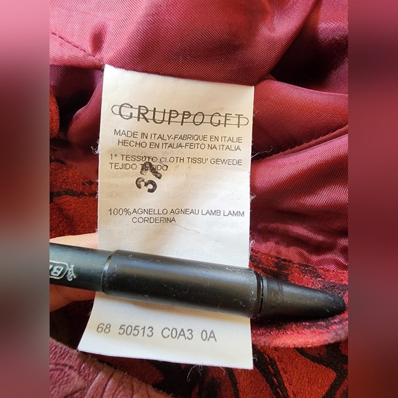 Vintage Emanuel Ungaro Paris Italy red lambskin suit jacket skirt set 10 VGUC - Picture 16 of 17